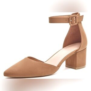 NEW LAICIGO Women's Pointed Toe Ankle Strap D'Orsay Pumps -‎ Size: 10